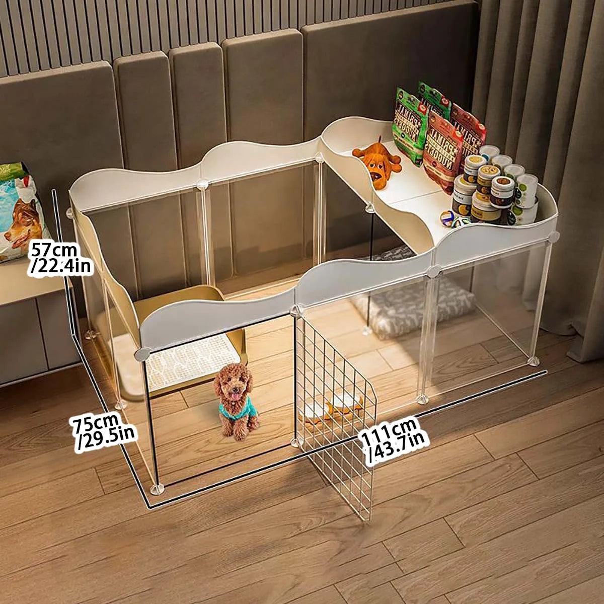 Pet Dog Enclosure – Small Dog Kennel with Isolation Gate & Toilet Area