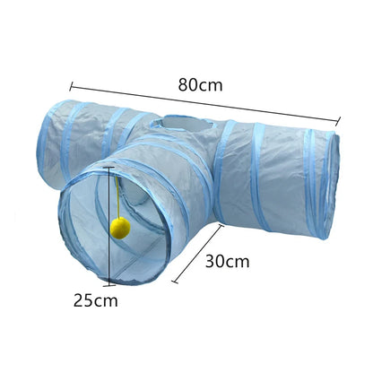 Gray 3-Way Cat Play Tunnel – Foldable Tunnel Toy for Indoor Cats & Kittens