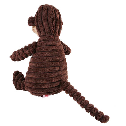 Plush Monkey & Pig Dog Toy – Corduroy Squeaky Chew Toy for Large Dogs