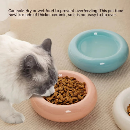 Non-Slip Ceramic Pet Bowl – Cute Donut-Shaped Cat Snack & Food Dish