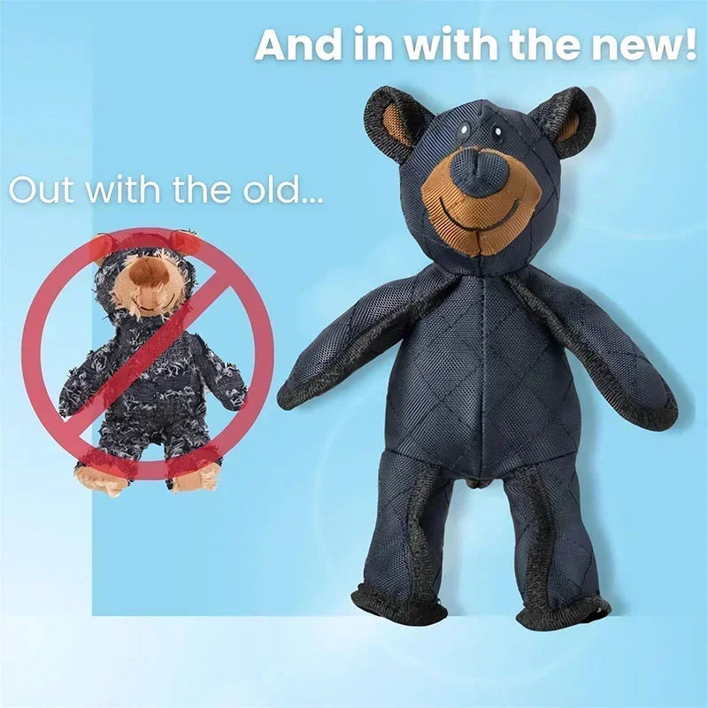 Tough Bear Dog Toy – Durable Squeaky Plush Toy for Aggressive Chewers