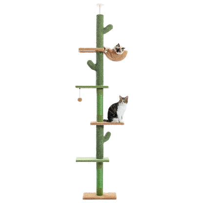 Tall Cactus Cat Tower – Multi-Level Cat Tree with Scratching Posts & Dangling Ball