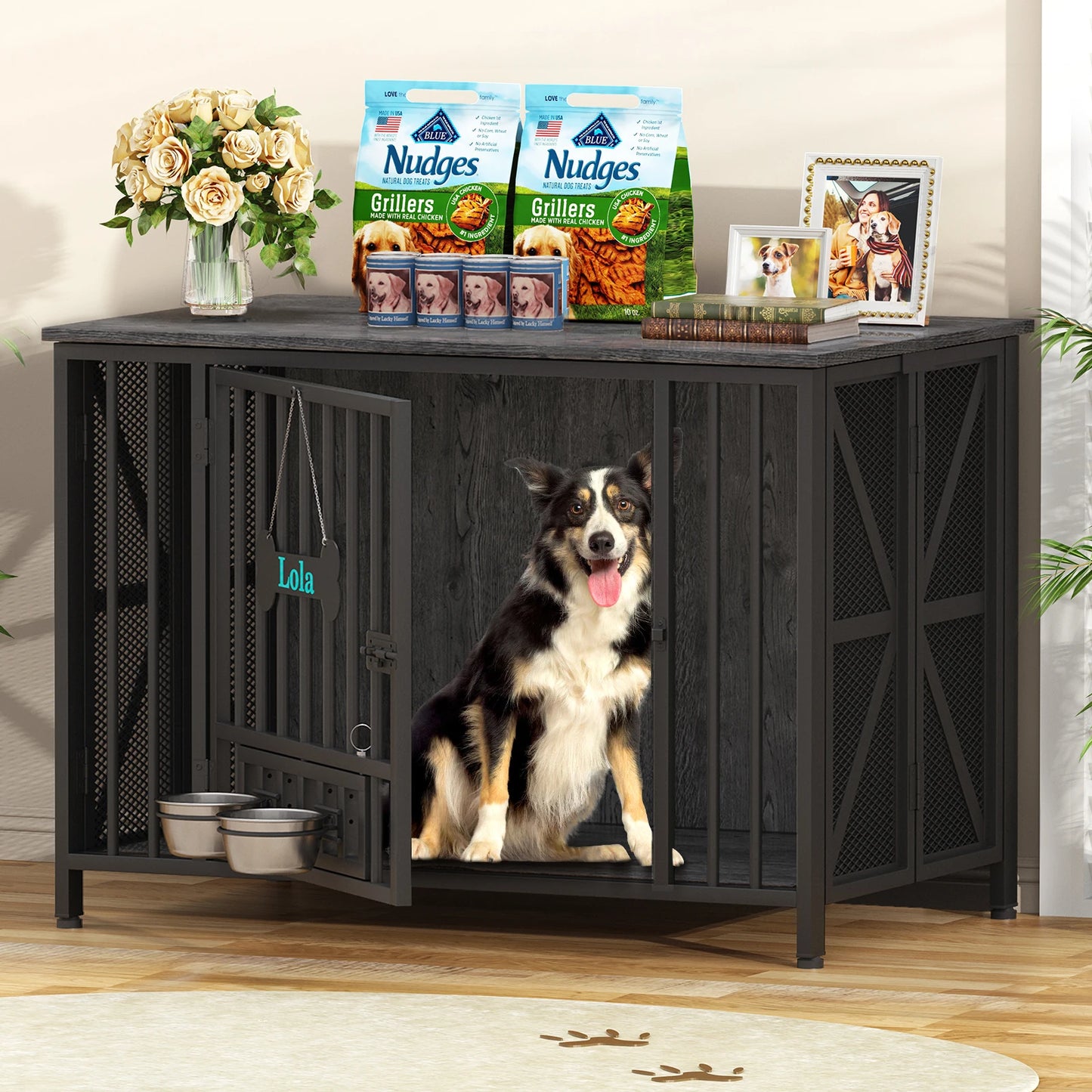 Assembly-Free Dog Kennel – Foldable Furniture-Style Crate for Large Dogs