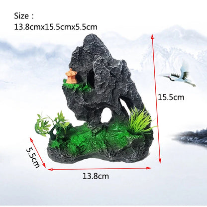 Fish Tank Rockery Ornament – Resin Mountain & Tree Aquascape Decor