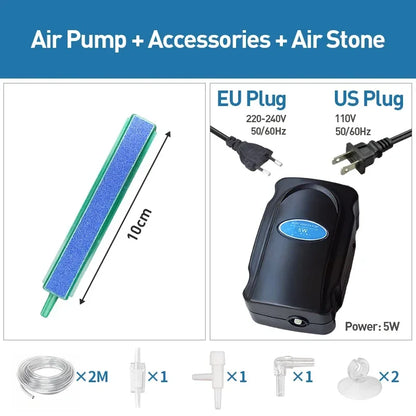 Fish Tank Bubble Pump – Silent 5W Aquarium Air Pump for Oxygenation