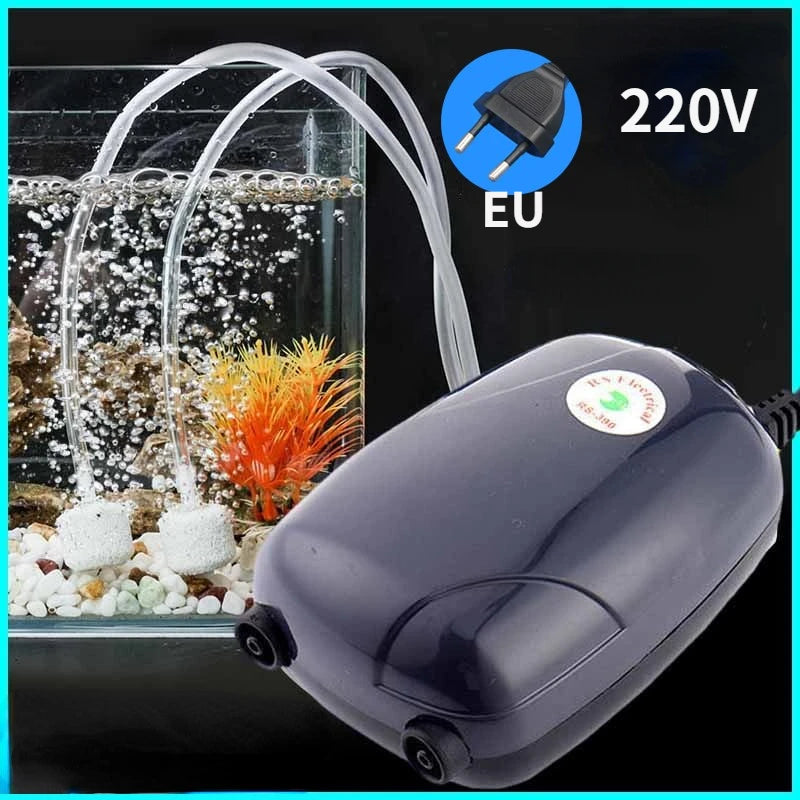 Quiet Fish Tank Air Pump – 3W/5W Aquarium Compressor with Dual Outlet