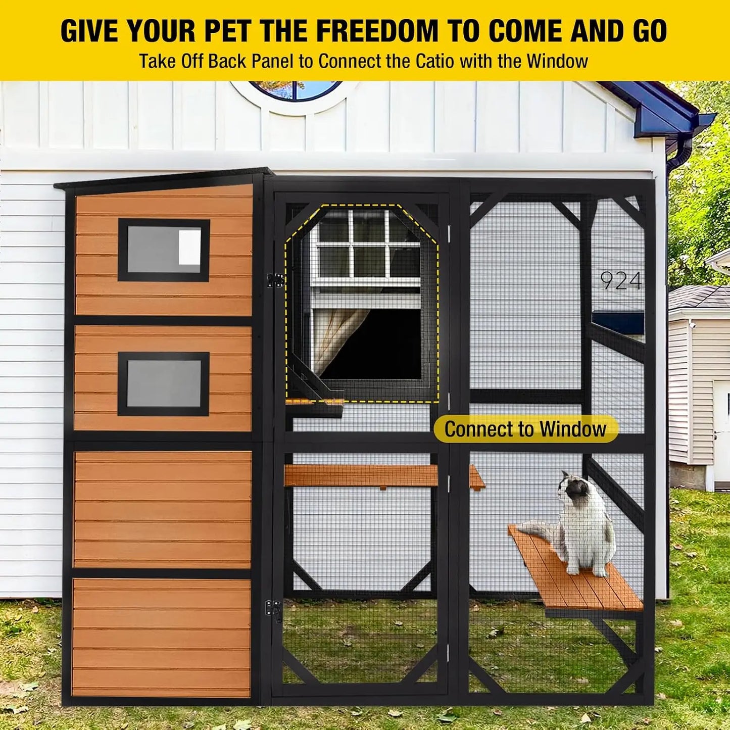 Large Cat Catio 4 Tiers Cat Enclosures House for Outdoor Indoor Cats with Weatherproof Roof, 3 Resting Rooms, 3, Custom