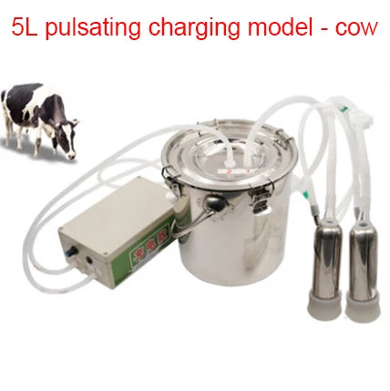 3L/5L Milking Machine Milker Automatic Electric & Pulsating for Farm Cows Goats Sheep Vacuum Pump Stainless Steel Milker Bucket