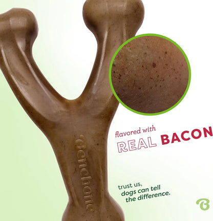 Durable Benebone Wishbone for Dogs – Real Bacon Flavor Chew Toy for Strong Chewers