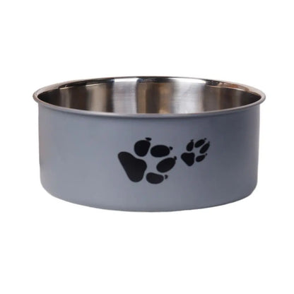 Stainless Steel Pet Food Bowl – Cartoon Footprint Anti-Slip Dog Bowl
